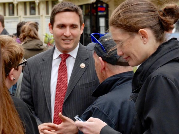 Guaranteed Health Care for All New Yorkers Got a Start Nearby Ben Kallos talked with Roosevelt Islanders at the Tram Reopening Ceremony in 2017.